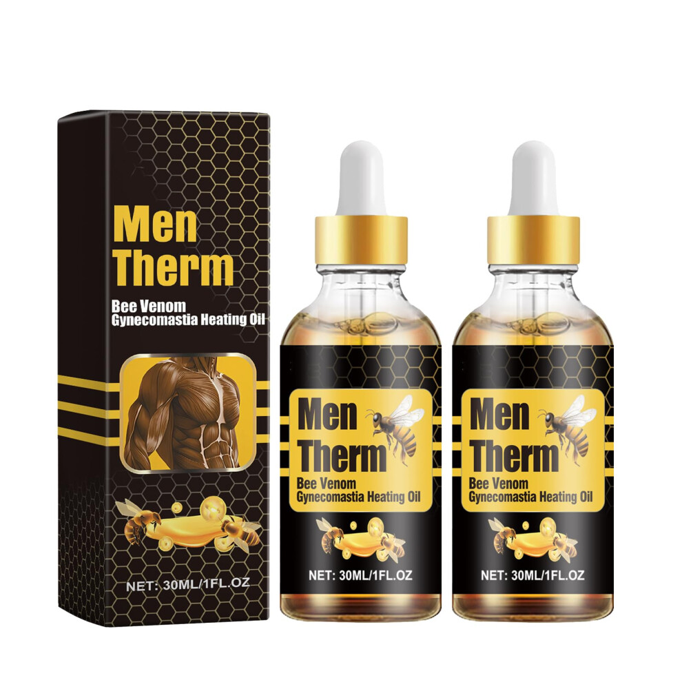 Bee Venom Chest Firming Oil for Men with Heat Therapy and Hydration, 2pcs