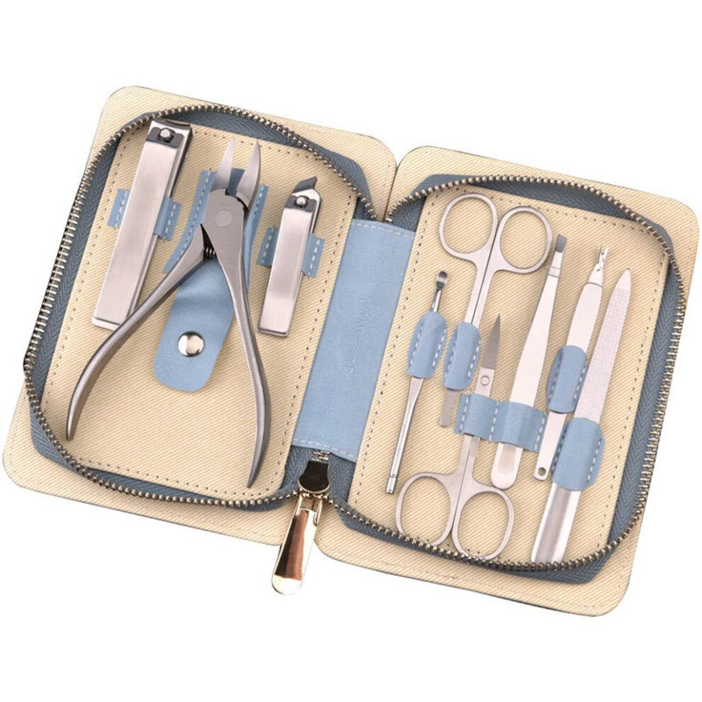 Nail Clipper Set Stainless Steel 9Piece Manicure Pedicure Kit with Travel Case for Men and Women