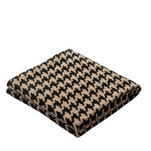 (Coffee) Houndstooth 100% Cotton Knitted Throw Blanket, Soft Cozy Throws for Couch, Bed, Camping, Travel, Farmhouse