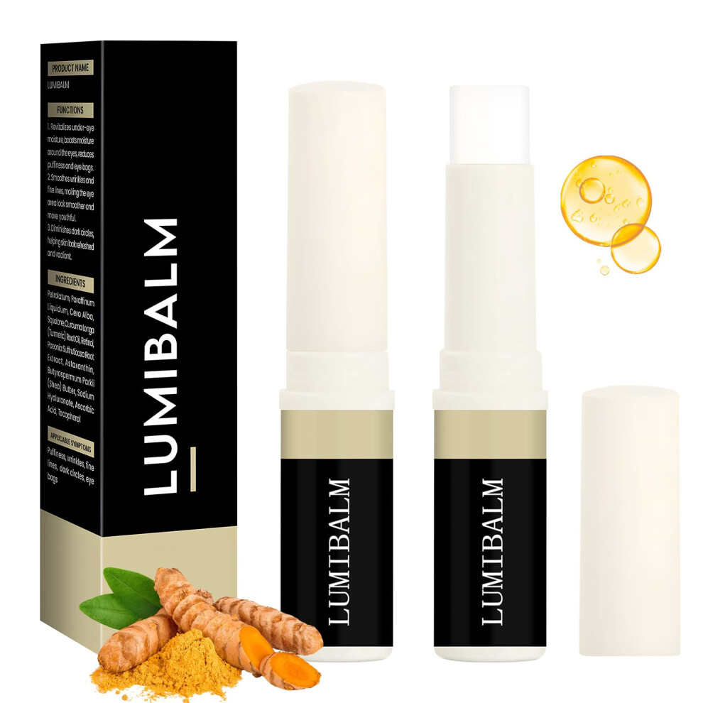 Cream/Dark Turmeric Retinol Eye Stick For Circles And Puffiness, Instant Eye Bag Reduction 2Pcs