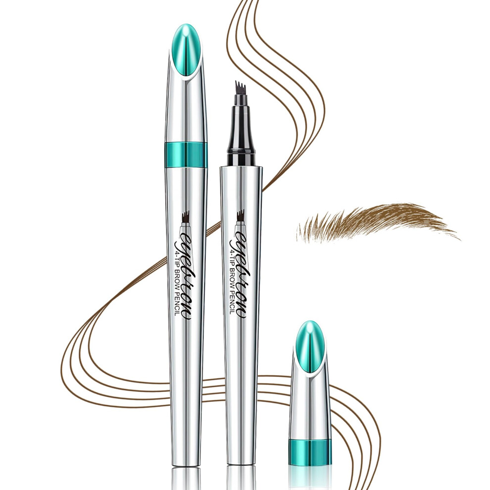 Waterproof Eyebrow Pencil Light Brown with 4 Fork Tip for Natural LongLasting Brow Definition