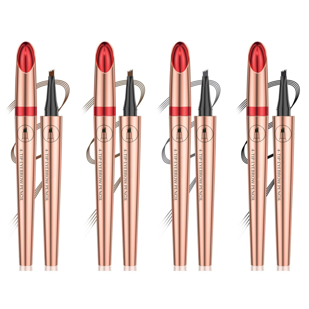 4PC Microblading Eyebrow Pen Waterproof Sweatproof 4 Tip for Natural Hairlike Strokes Long Lasting