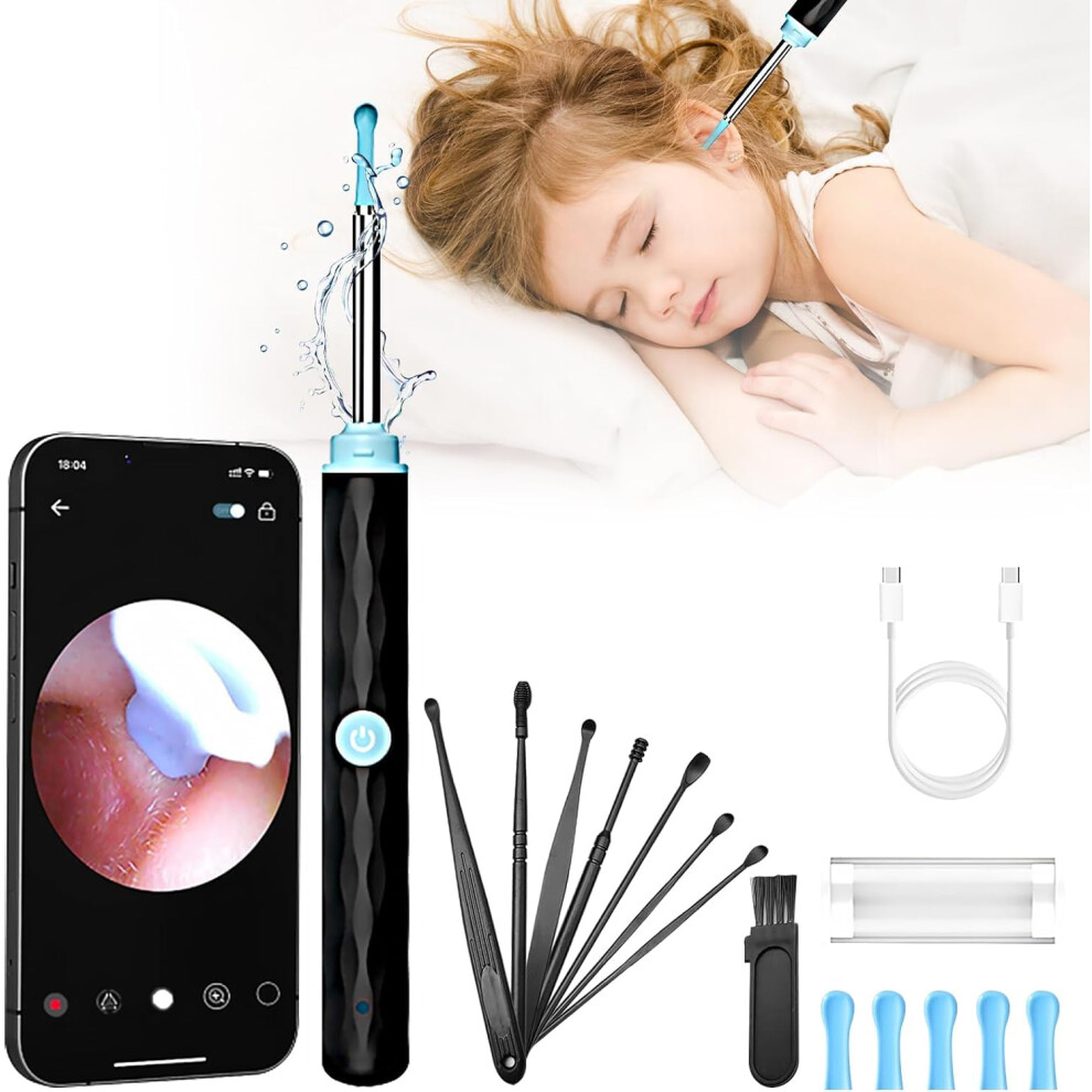 1296P HD Ear Wax Removal Camera with LED Lights, Wireless Ear Cleaning Endoscope 3.6mm with Silicone Tips for iPhone and Android