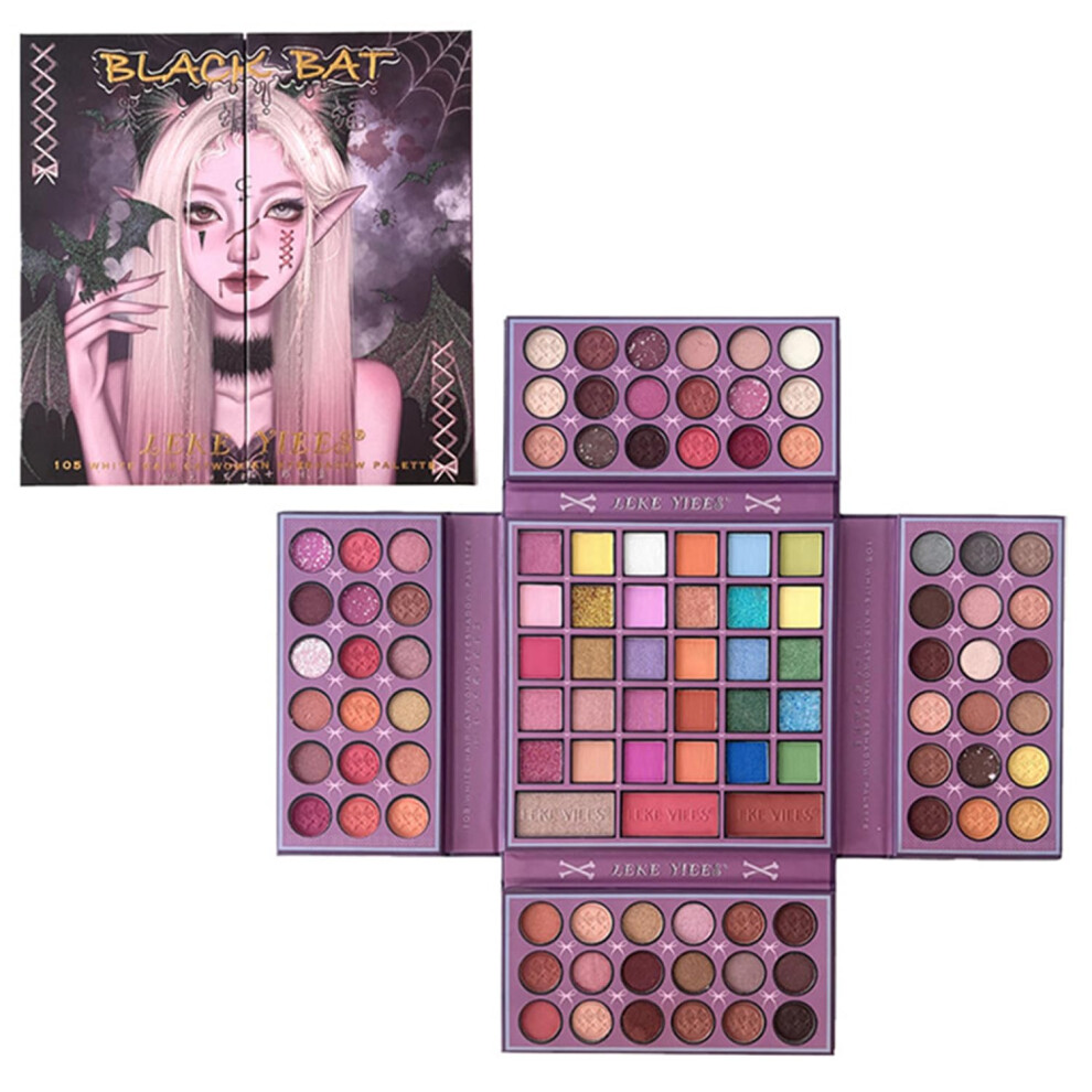 Purple Eyeshadow Palette Matte and Metallic,  Pigmented Long Lasting Blendable 105 Colors