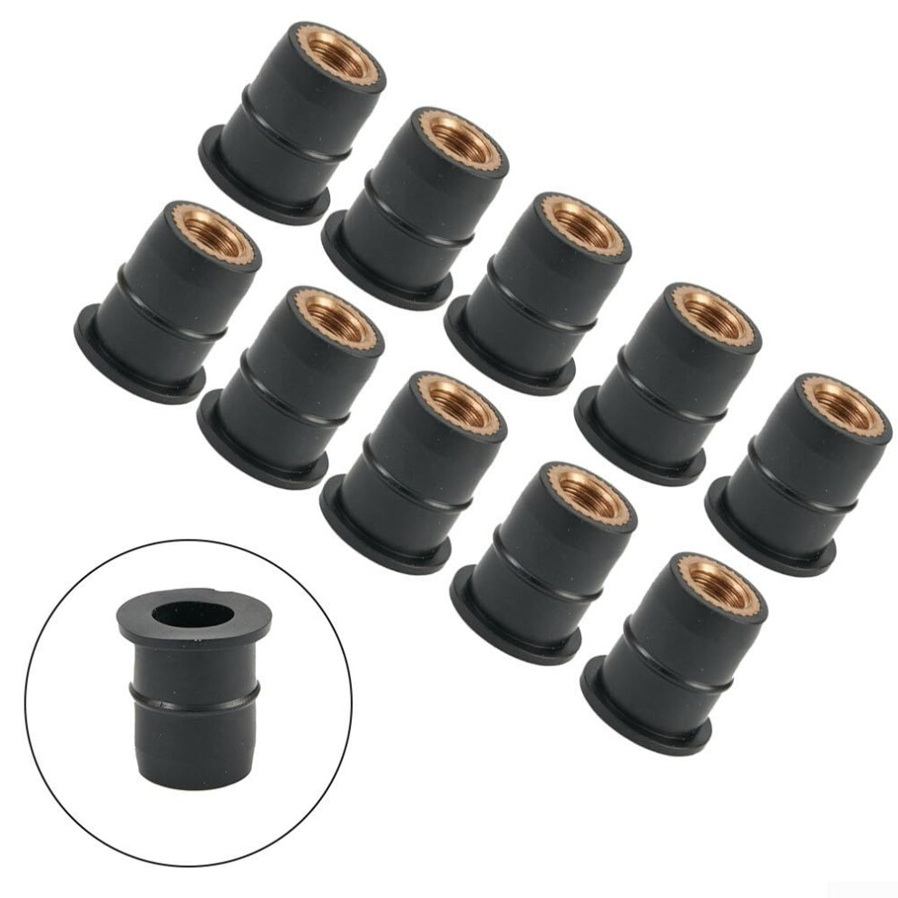M6 Rubber Well Nuts Motorcycle Windshield Bolts 10Pc Kit Vibration Dampening Weather Resistant 9365369794528