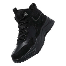 Men's Warm Waterproof Snow Boots with NonSlip Grip, Winter Hiking Shoes Black 10.5 UK