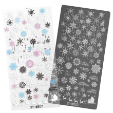 Christmas Nail Stamping Plate with Snowflake and Deer Patterns, Reusable Holiday Nail Art Stencil