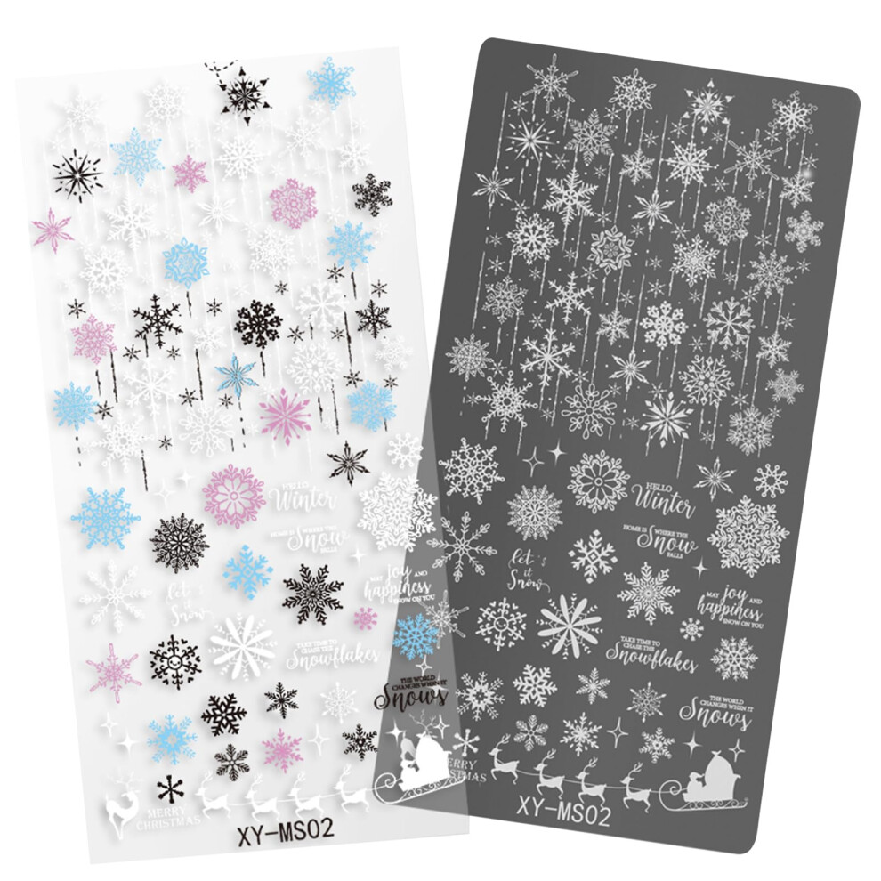 Christmas Nail Stamping Plate with Snowflake and Deer Patterns, Reusable Holiday Nail Art Stencil