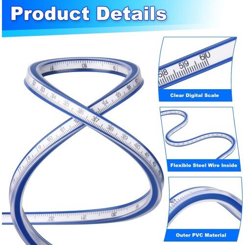 24 Inch Flexible Curve Ruler with Dual Scale Inches and Centimeters Soft Plastic 1