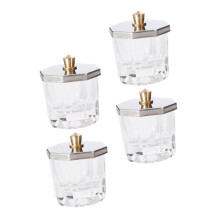 Nail Art Glass Dappen Dish Set with Lids, Clear Acrylic Nail Liquid Mixing Bowls, 4 Pack