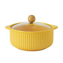 Ceramic Casserole Pot with Glass Lid, Large Capacity Porcelain Soup Bowl for Kitchen, Red Ref: 6195