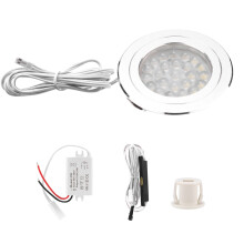 Luzes de baixa voltagem para trailers, holofote LED para RV, 12V, luminária embutida tipo disco, construção em alumínio, dimerização suave,