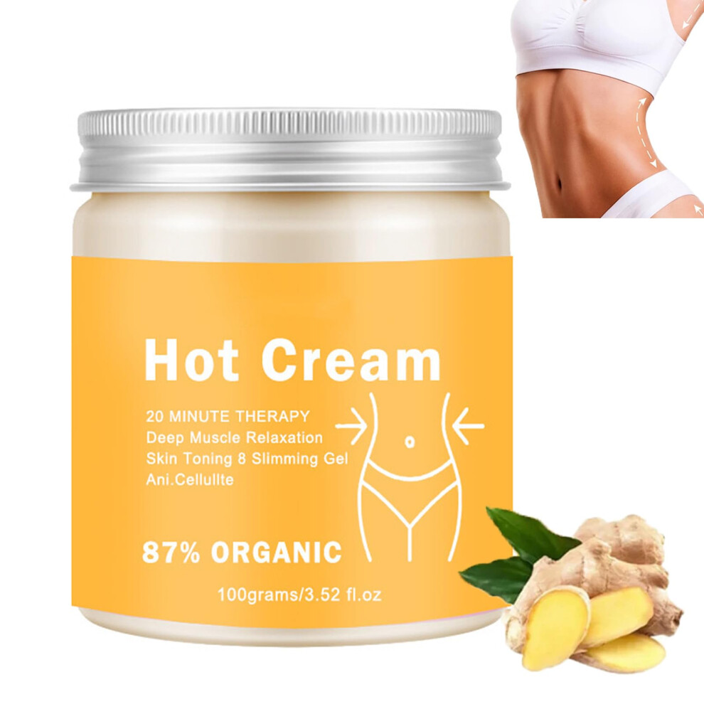 Cream Ginger Slimming For Belly Waist Thighs, Heat Therapy Fat Burning And Firming Body Lotion 100G