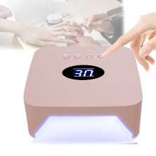 54W Wireless Rechargeable UV LED Nail Lamp with Smart Sensor, Dual Light, Timer, Removable Base