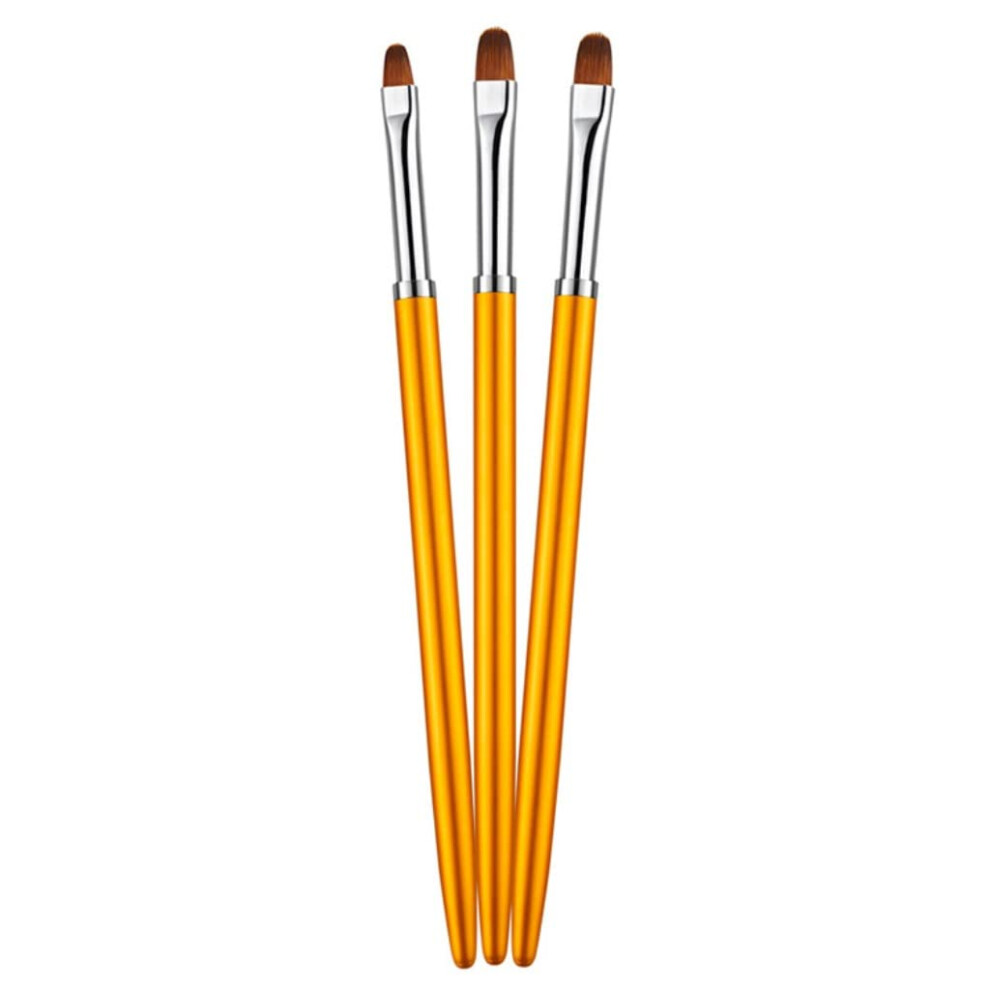 3pcs Nail Art Brushes Set with Metal Handle for Gel Painting and Builder Manicure