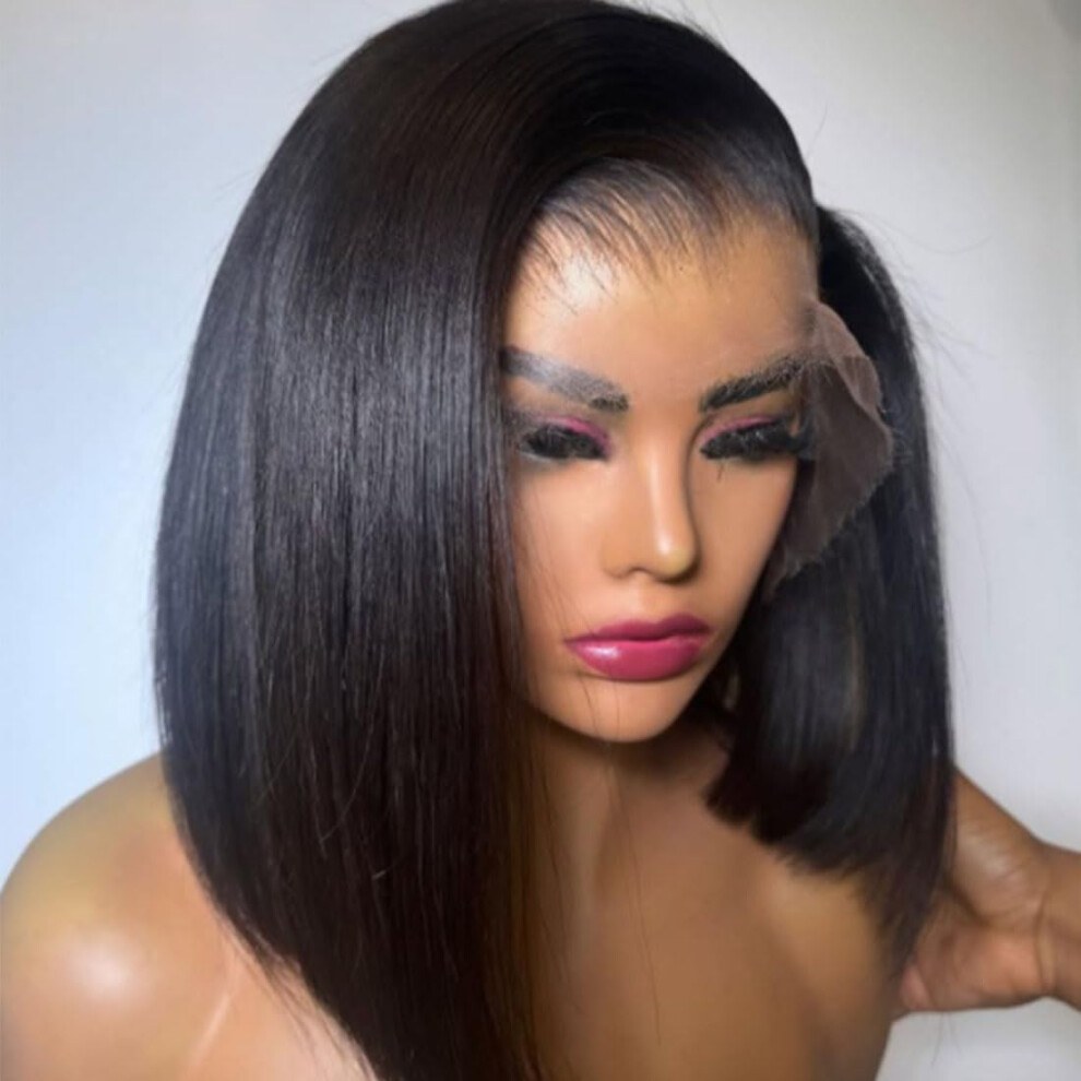 HD Lace Front Bob Human Hair Wig Pre Plucked Glueless 13x4 Brazilian Straight 10 Inch