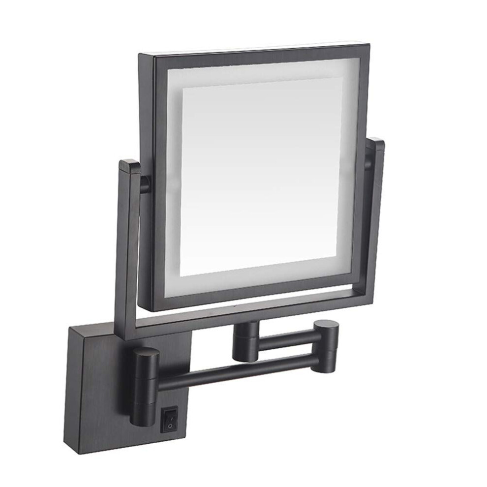 LED Wall Mounted Makeup Mirror with 360 Swivel, 3X Magnifying Vanity Mirror, Black 8 Inch