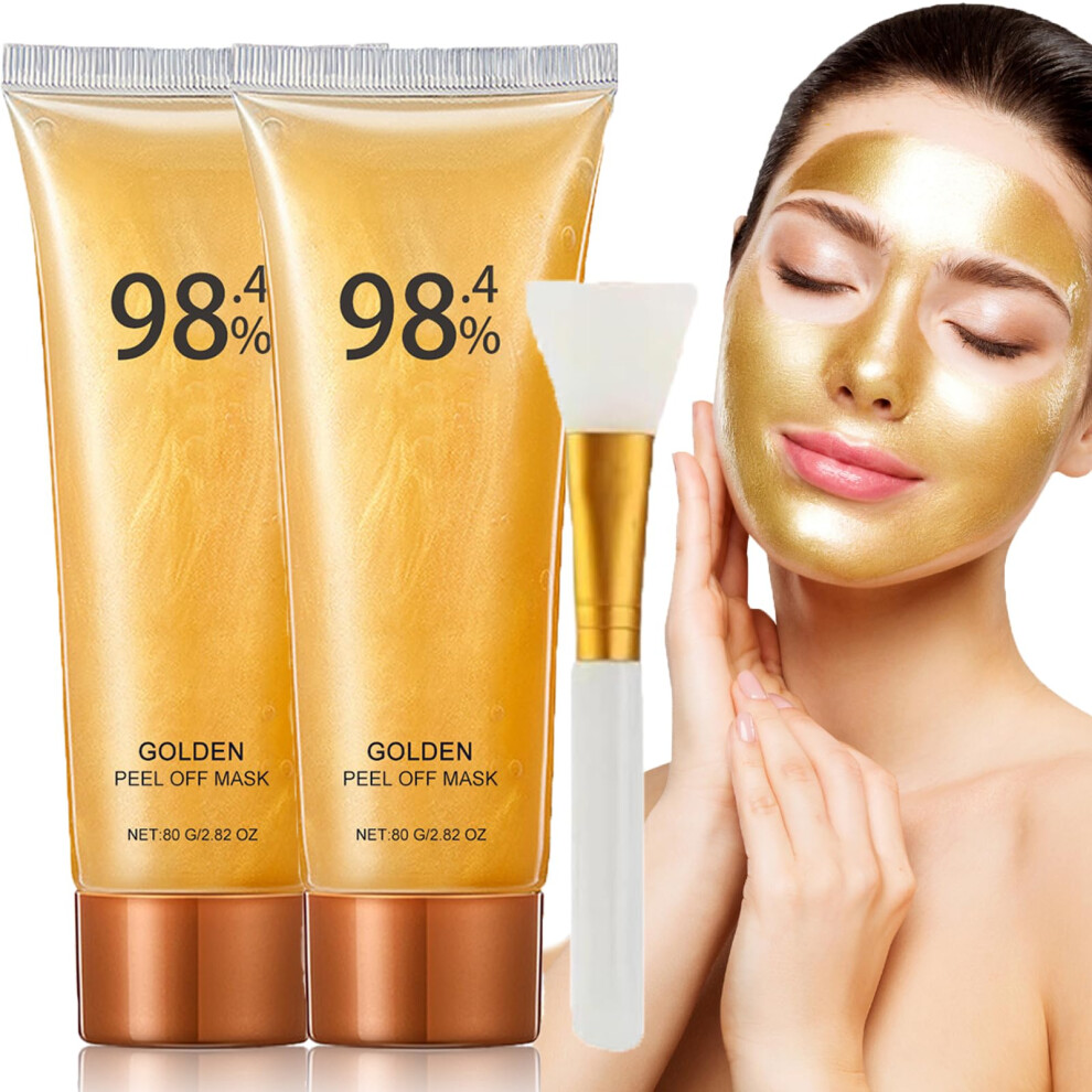Gold Peel Off Face Mask 24K Foil Hydrating Pore Cleansing Firming Facial Mask 2Pcs