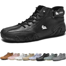 Waterproof Orthopedic Winter Boots for Men with Arch Support, Black Hiking Ankle Shoes Size 10 UK
