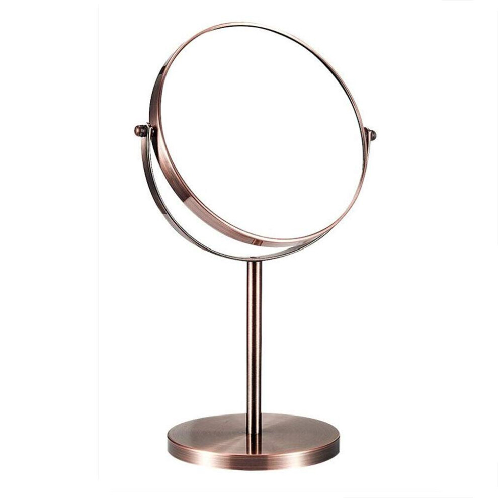 Red/Bronze Makeup Vanity Mirror 3X Magnification Twosided 360 Swivel Tabletop Cosmetic Mirror