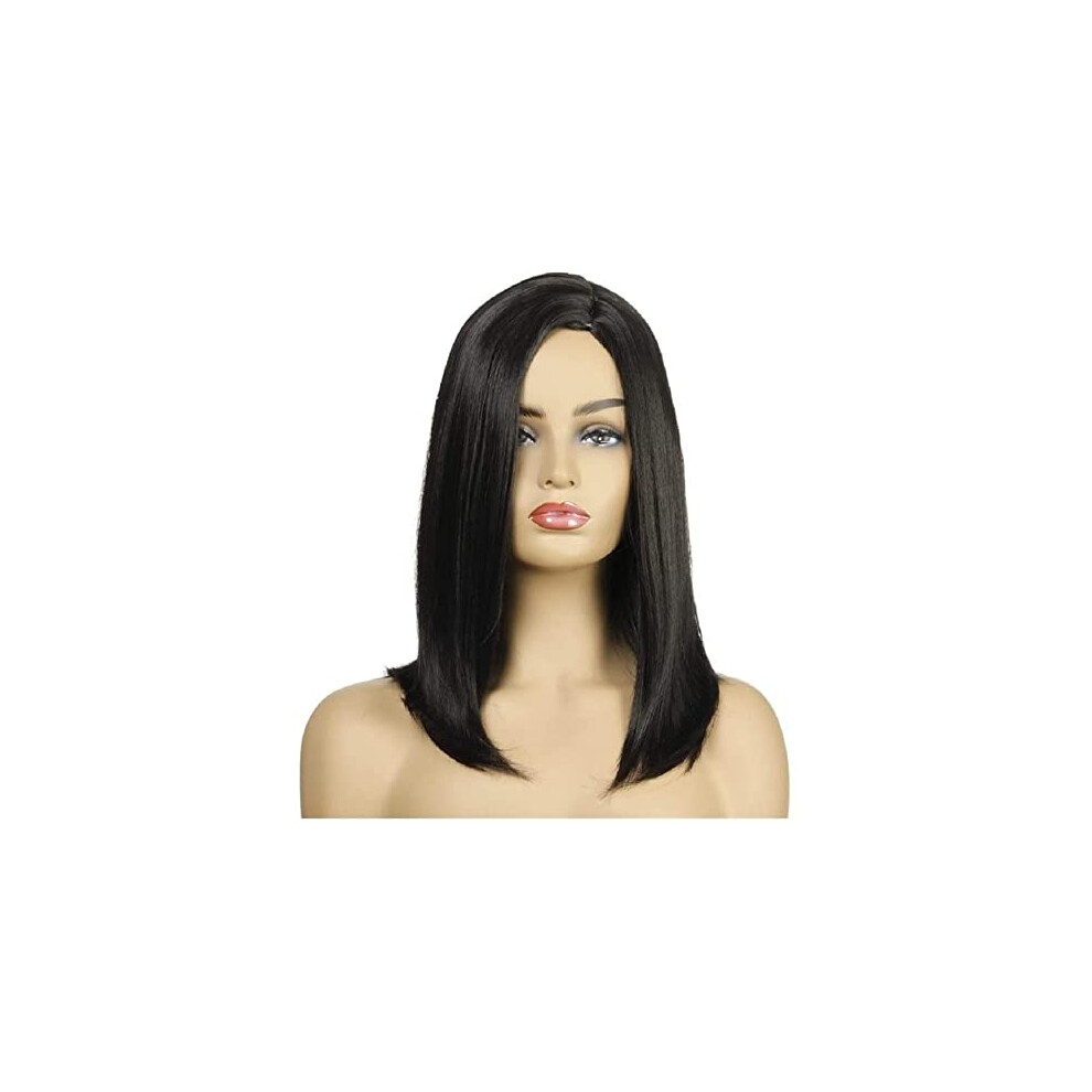 Unisex Synthetic Short Straight Wig With African Braids, Natural Faceframing Style For Women And Stage