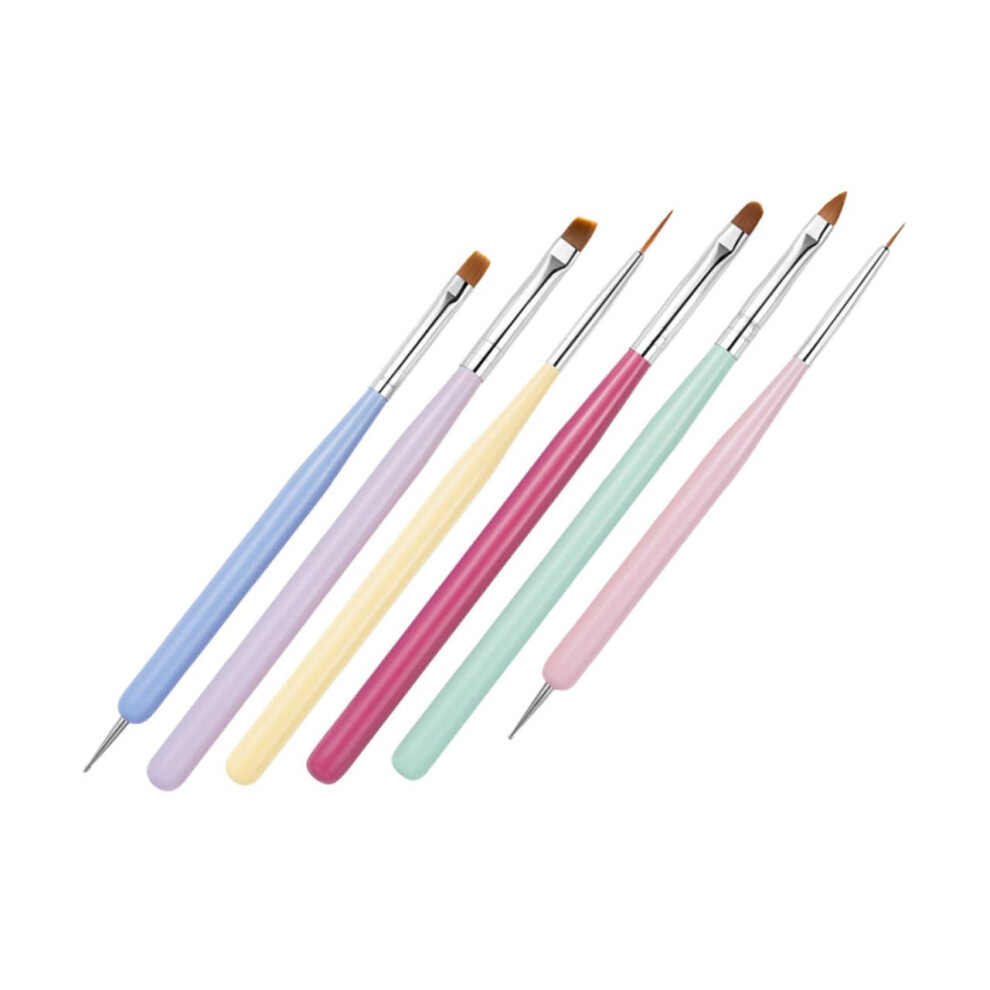6pcs Professional Nail Art Brushes and Pens Set, DualEnded Design for Precise Manicure Detailing