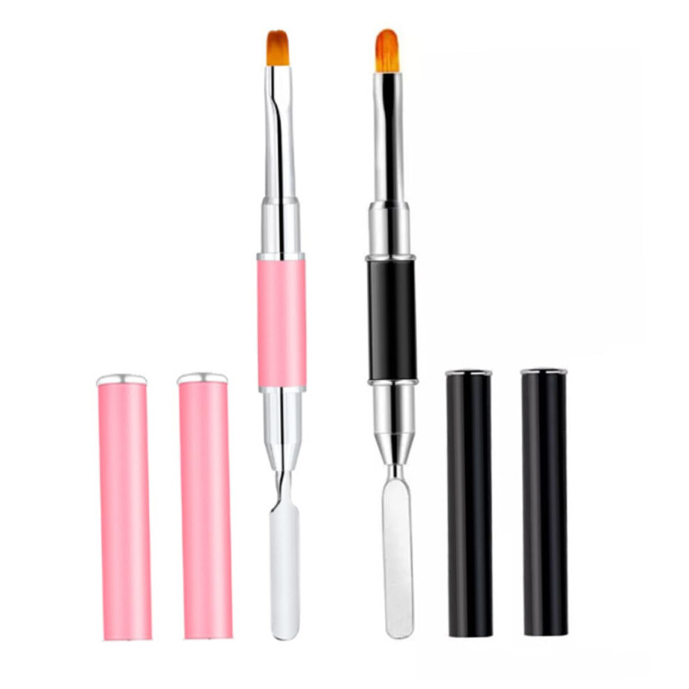 2pcs Double Ended Nail Art Brush Pen Set with Long Handle Precision for Professional Detailing