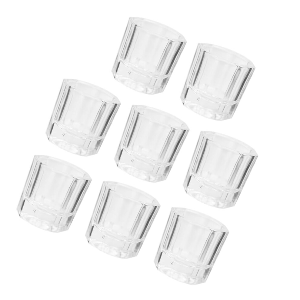 8pcs Clear Glass Nail Art Liquid Cups for Salon Manicure Mixing and Easy Liquid Handling