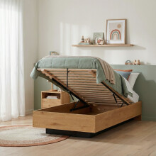 Koping Single 3ft Gas Lift Ottoman Bed with Underbed Storage in Natural Pine