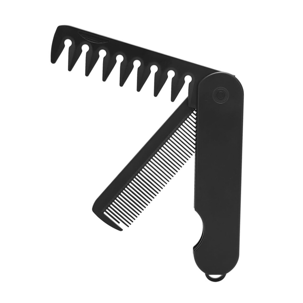 Unisex Foldable Beard Comb With Wide Tooth Design For Travel Grooming Of Hair, Mustache And Beard