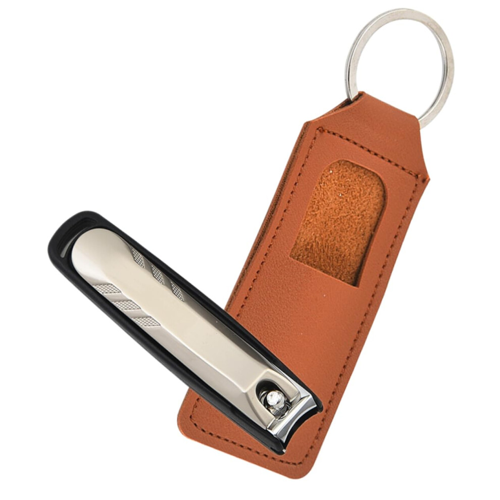 Metal Nail Clipper with Leather Cover, Sharp Edges, Ergonomic Grip for Travel Manicure Pedicure