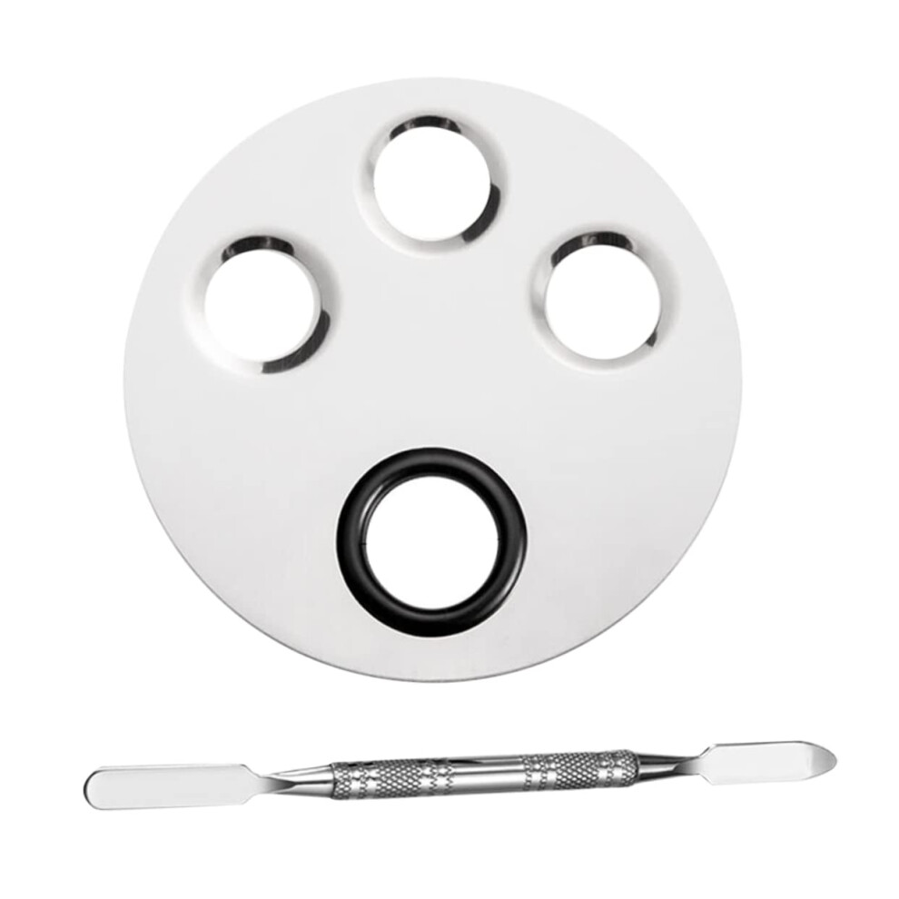 Stainless Steel Makeup Mixing Palette with Spatula for Nail Art and Foundation, Easy Clean Surface