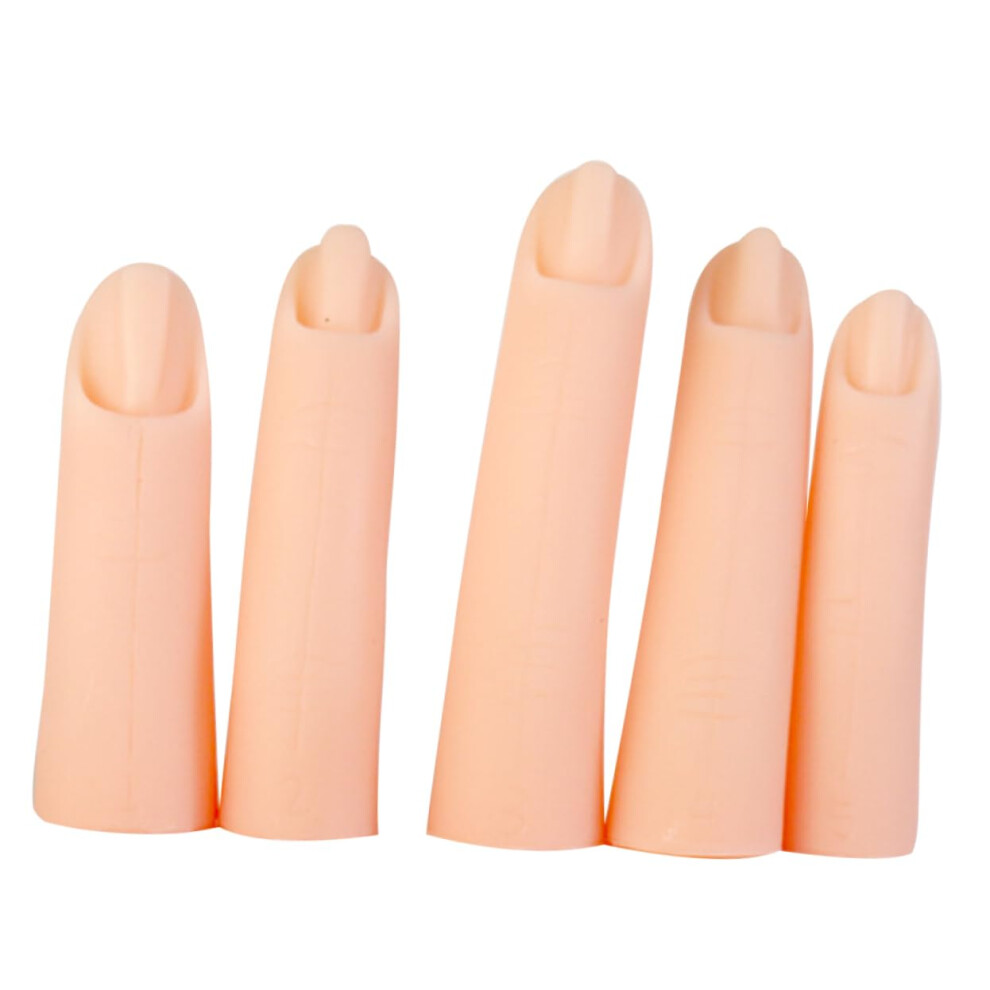 5pcs Reusable Silicone Nail Art Practice Fingers with Realistic Nail Bed for Beginners and Salon Use
