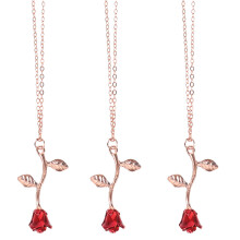 9Pcs Elegant Pink Rose Pendant Necklace Fashionable Girl Jewelry