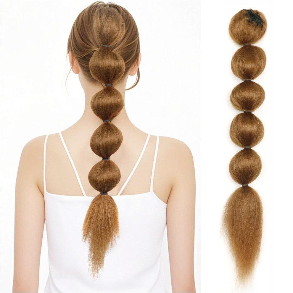 Ponytail Hair Extension 20 Inch Braided Afro Puff Synthetic Hairpiece with Secure Drawstring Fit