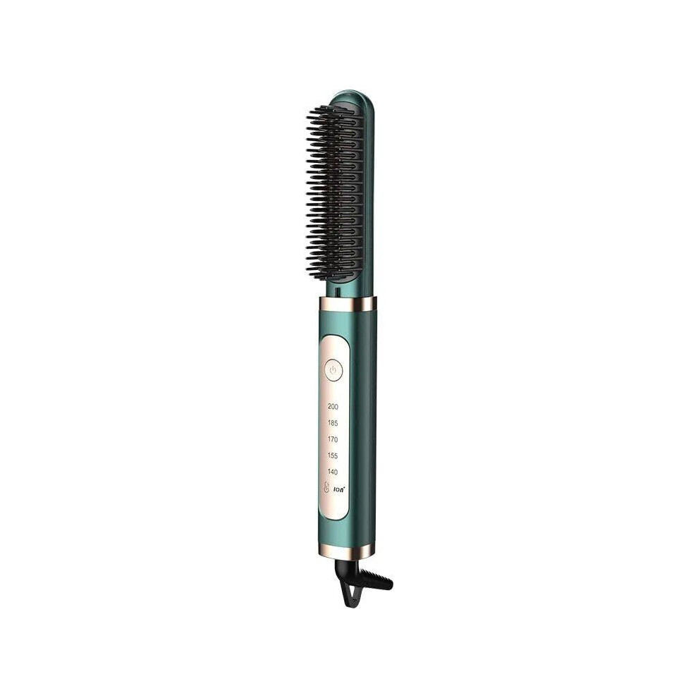 Green 3 In 1 Hair Straightener Brush With Negative Ion Technology And Antiscald Comb,
