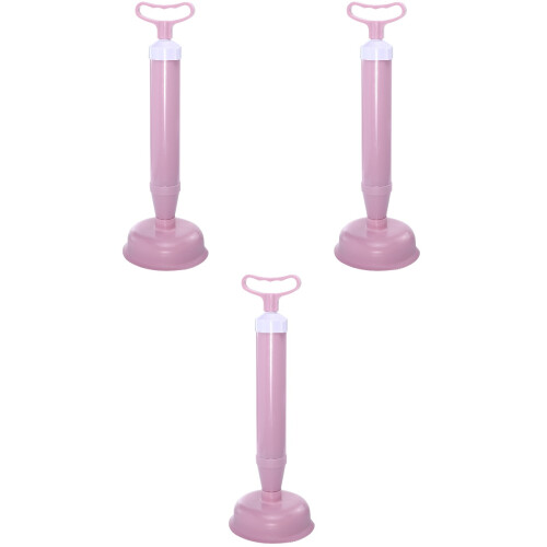 3Pcs Home Drain Unclogged Tool Pink Long Handle Plunger 2