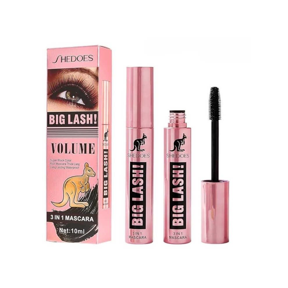 Black Waterproof Volumizing Mascara Lengthening Curling Smudgeproof With Silicone Brush 10Ml
