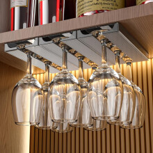 4 Pack Under Cabinet Wine Glass Rack, Grey Stemware Holder for Kitchen and Bar Storage Organizer