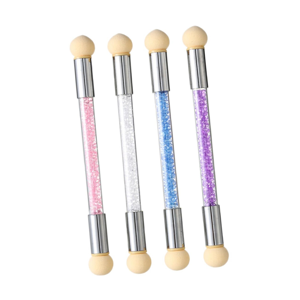 White/Pink 4Pcs Dualended Nail Art Sponge Pen Set For Smooth Gradient Blending And