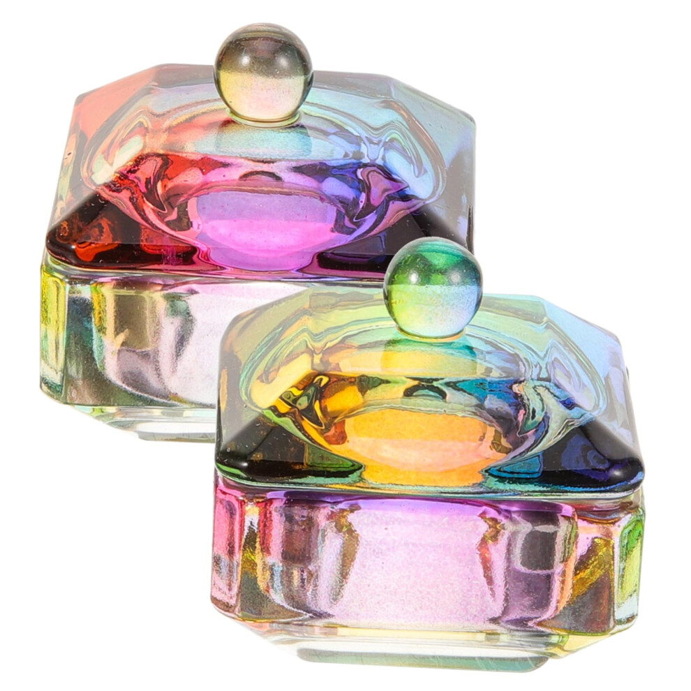 Glass Nail Dappen Dish with SpillProof Lid for Acrylic Manicure, 2pcs Salon and Home Use