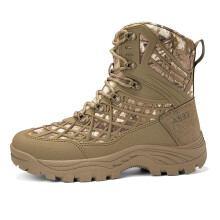 Men's Waterproof Tactical Work Boots with Steel Toe, AntiSlip Sole, Brown 11.5 UK