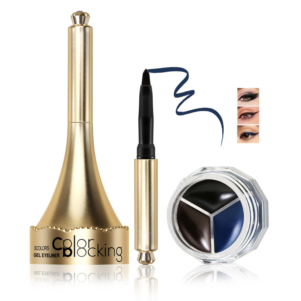 Waterproof Matte Eyeliner Gel Pot with Brush, Long Lasting Smudge Proof Eye Makeup for Waterline