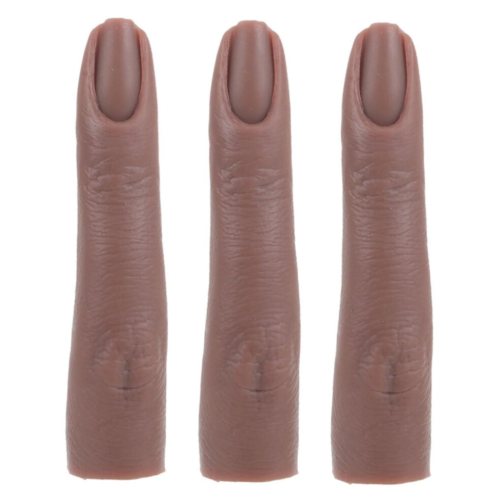 3pcs Realistic Flexible Silicone Nail Practice Fingers for Manicure Training and Nail Art