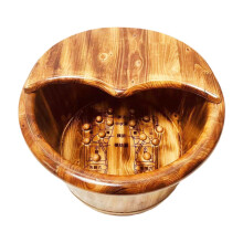 Wooden Foot Bath Basin with Deep Soak and Builtin Massage Dots, 30x37cm Spa Bucket