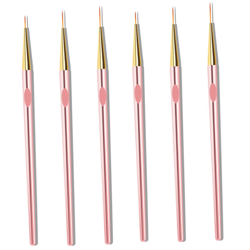 6pcs Nail Art Brushes Set with Comfortable Grip for Precise Striping and Fine Detail Painting