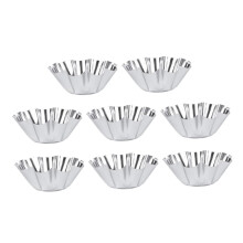 8pcs Stainless Steel Tart Molds Nonstick FlowerShaped Cups for Baking Muffin Pudding Tartlets