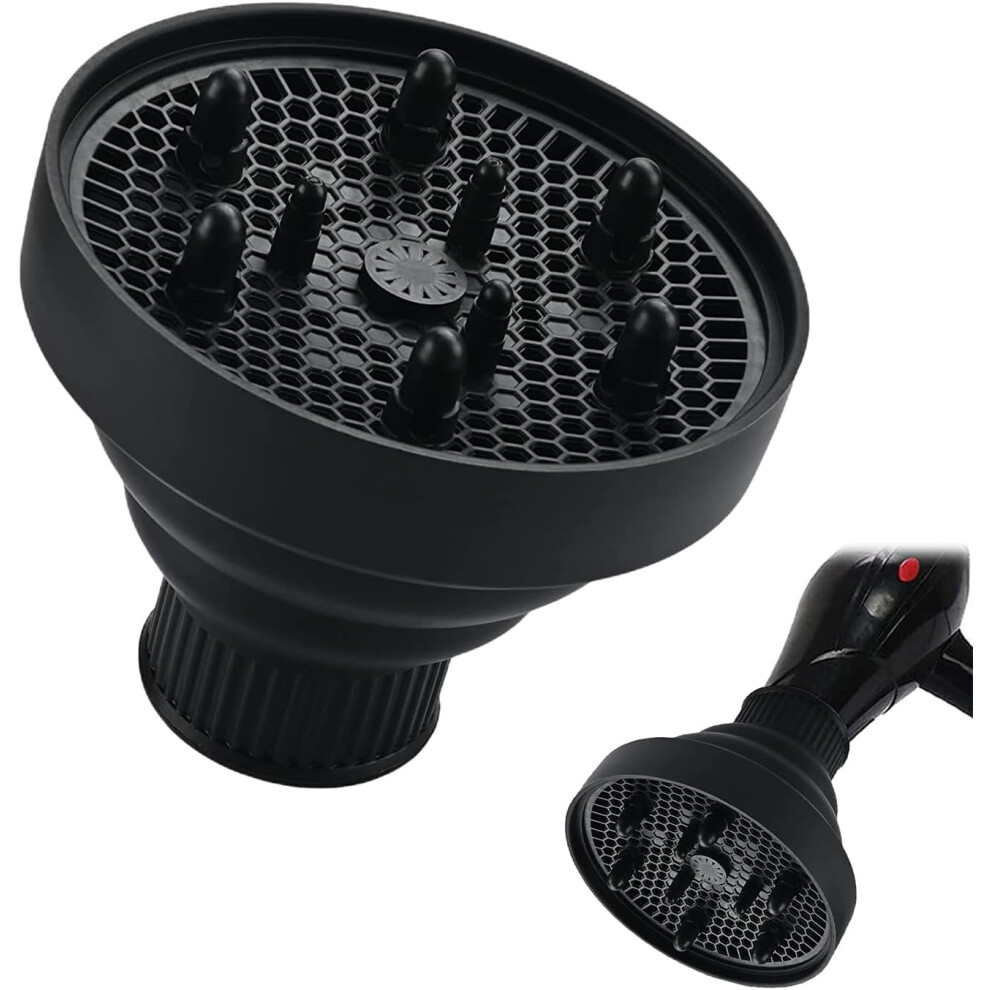 Universal Hair Dryer Diffuser for Curly Hair, Foldable HeatResistant Silicone, Frizz Curls
