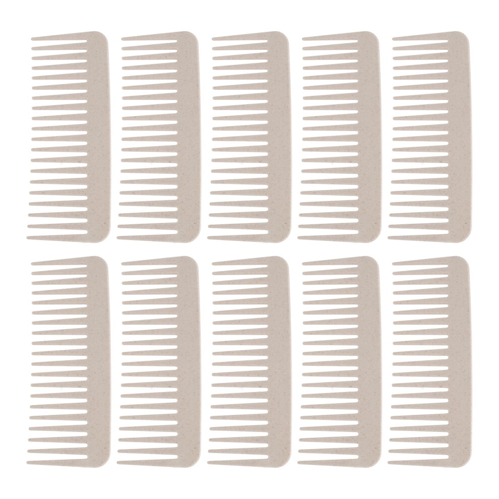 Unisex Wide Tooth Comb Set Of 10, Durable Wheat Straw Detangling For Wet And Dry Hair, Tangle Design