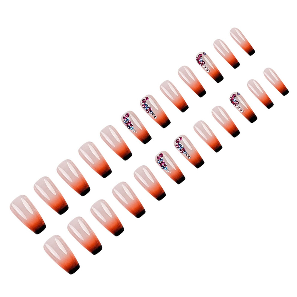 Coffin Press On Nails Glossy French Tips 24pcs Fake Nails for Women with Natural Curve Fit